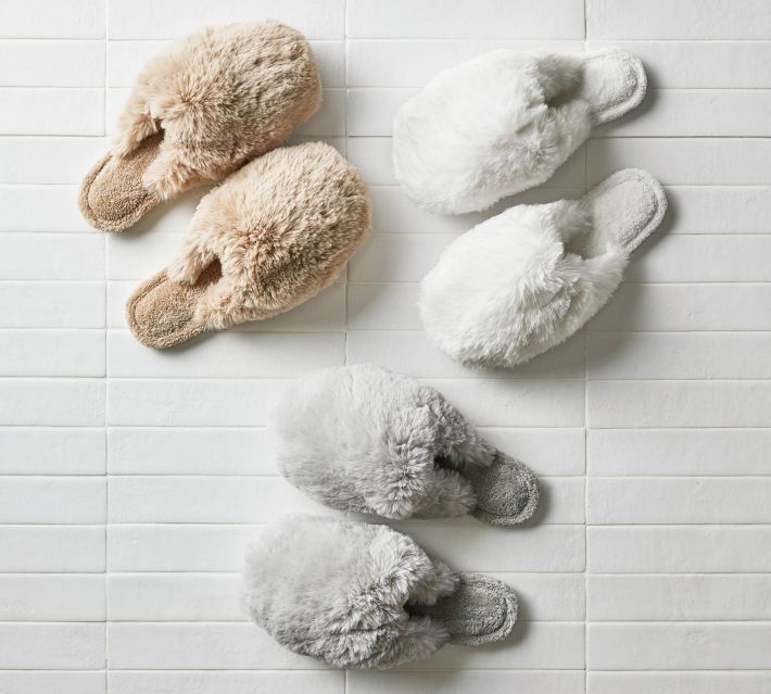 Alpine Faux Fur Slippers | Pottery Barn | Pottery Barn (US)