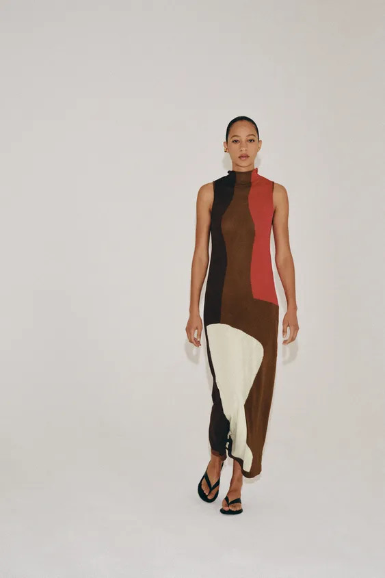 COLOR BLOCK KNIT DRESS | Zara US