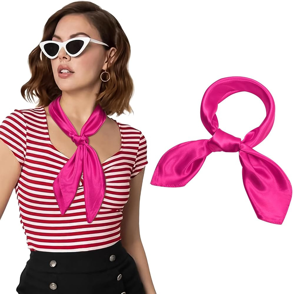 AWAYTR 23.6" Satin Neck Scarf Small Hair Scarf Women Silk Head Scarf Costume Bandana Girls Vintag... | Amazon (US)