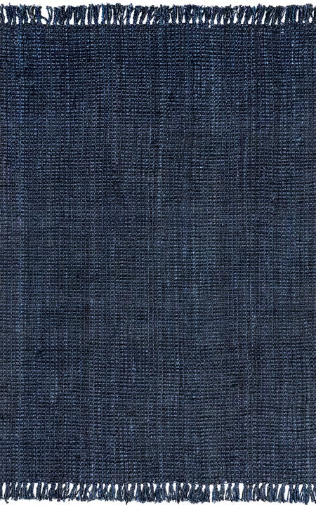 Navy Blue Chunky Jute Tasseled Area Rug | Rugs USA