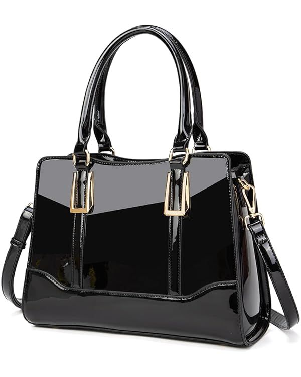 LJOSEIND Shiny Patent Leather Handbags Shoulder Bags Fashion Satchel Purses Top Handle Bags for W... | Amazon (US)