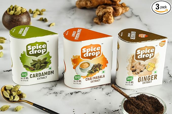 Spice Drop Spicy Tea Combo Extracts - Pack of 3 | Chai Tea Masala, Cardamom, Ginger Extract | Gre... | Amazon (US)