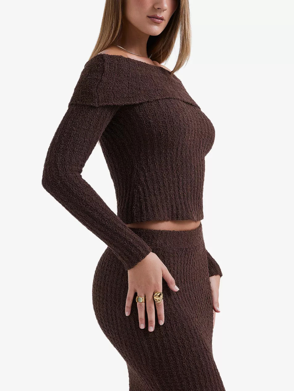 Saffron off-shoulder cotton-blend jumper | Selfridges
