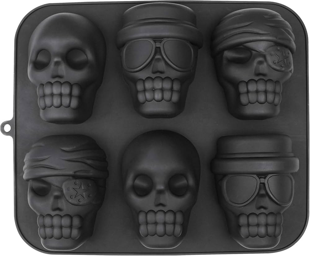 Webake Skull Cake Pan Silicone Gelatin Cakelet Mold Skull Pizza Tin Baking Pan | Amazon (US)