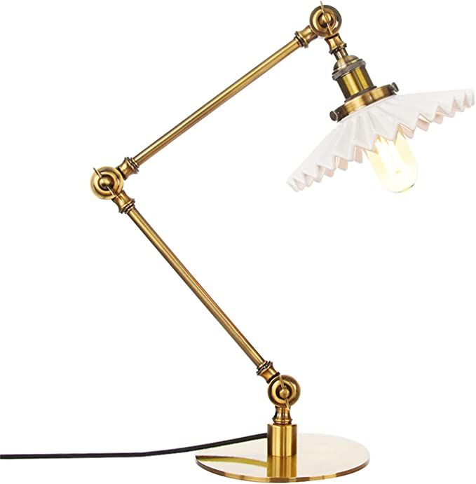 Vintage Desk Lamp, Adjustable Swing Arm Metal Table Lamp with Ceramic Shade, Antique E26 Study Re... | Amazon (US)