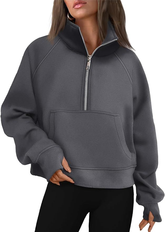 AUTOMET Womens Sweatshirts Half Zip Cropped Pullover Fleece Quarter Zipper Hoodies Fall outfits C... | Amazon (US)