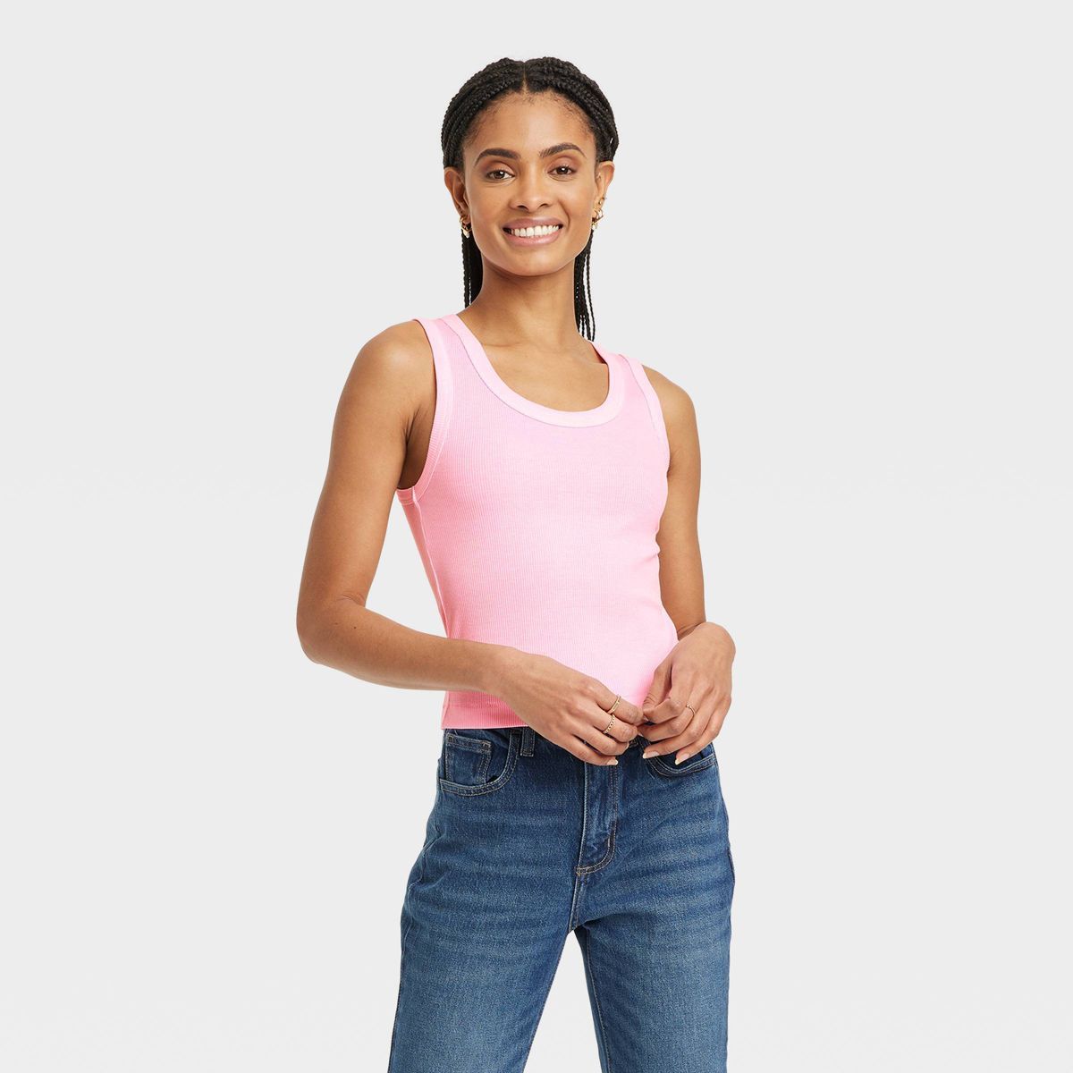 Women's Shrunken Rib Tank Top - Universal Thread™ Pink XS | Target