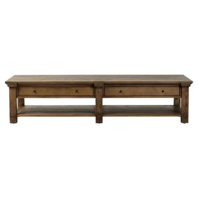 Gavin Rustic Lodge Brown Oak Rectangular Storage Coffee Table | Kathy Kuo Home