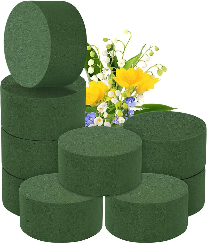 9 Packs Round Floral Foam Blocks Green Wet Dry Flower Foam Bricks 3.15 Inch DIY Flower Arrangemen... | Amazon (US)
