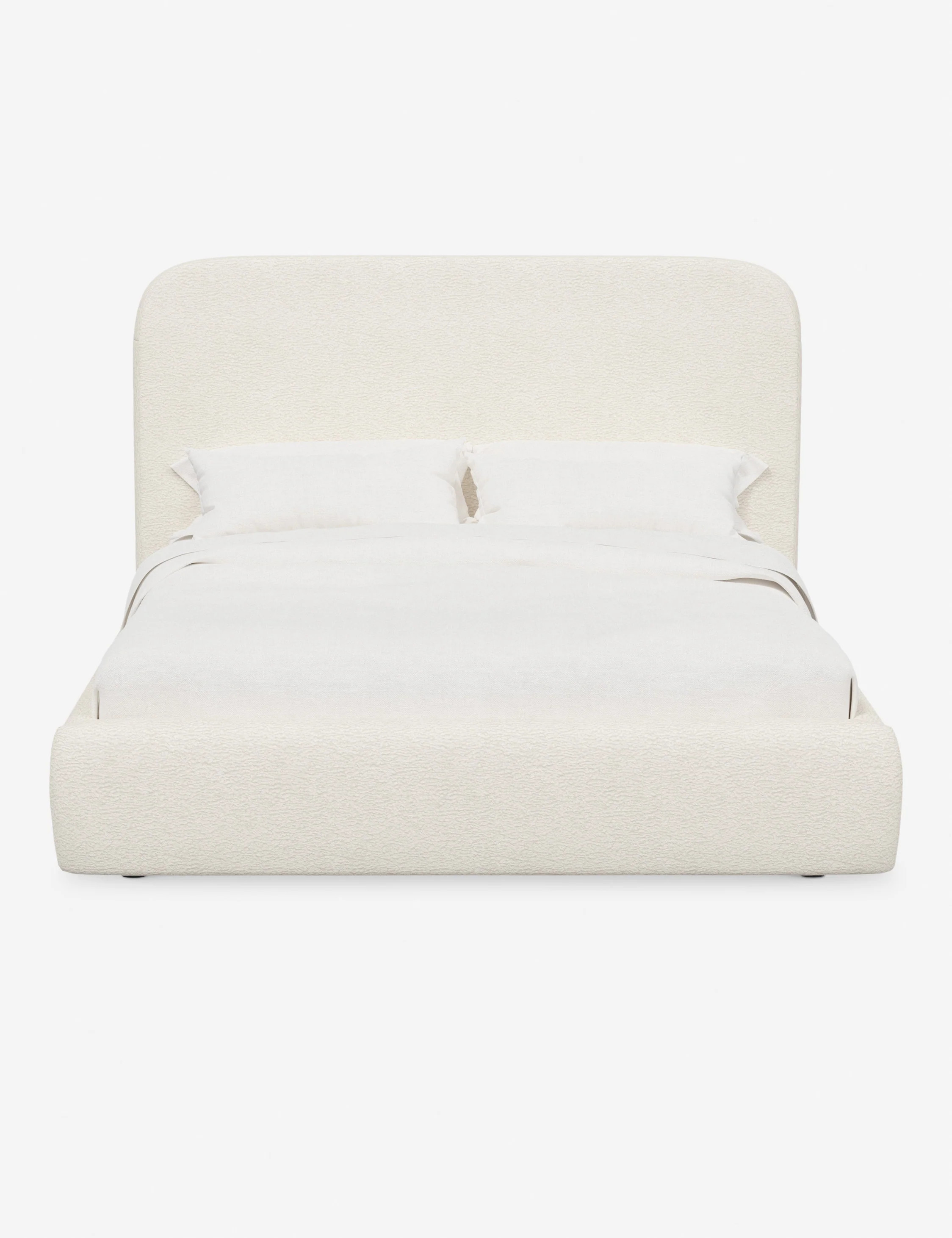 Nabiha Tall Platform Upholstered Queen Bed, Cream Sherpa | Lulu and Georgia 
