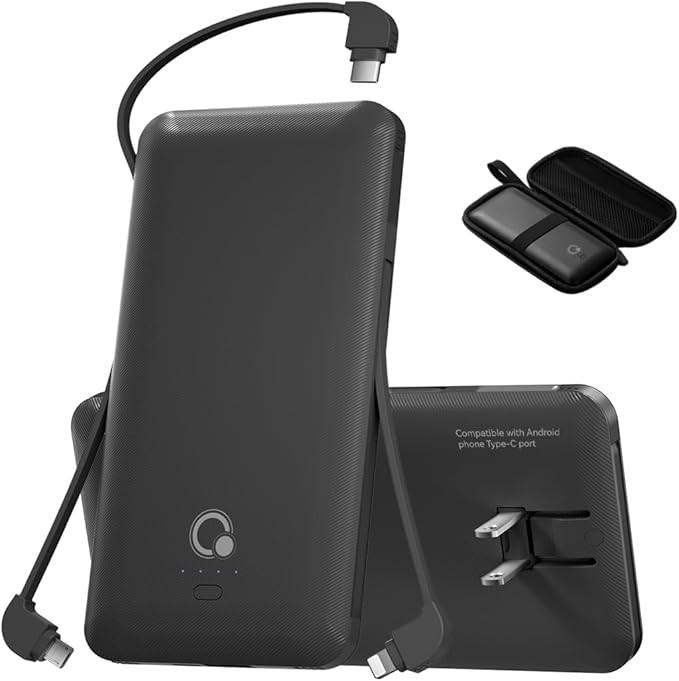 Brand Q Portable Charger with Built-in Cables and AC Wall Plug,Slim USB C Travel Essential Power ... | Amazon (US)