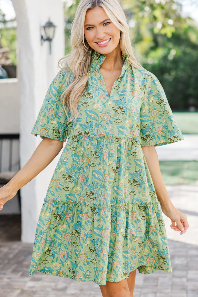Feeling Your Best Green Floral Dress | The Mint Julep Boutique