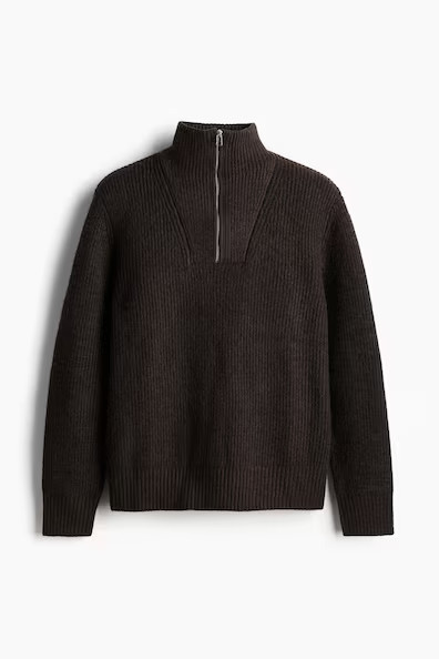 H & M - Regular Fit Half-Zip Sweater - Brown | H&M (US + CA)
