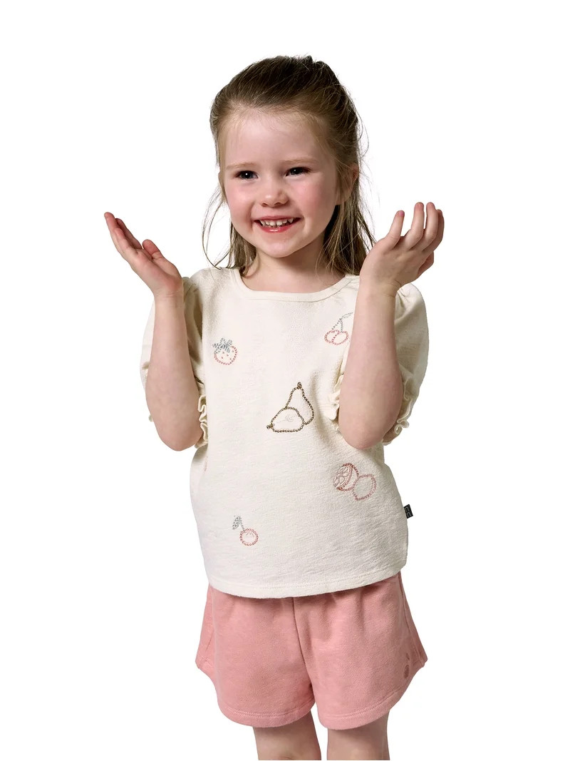 Modern Moments by Gerber Toddler Girl Organic Top and Short Outfit Set Set, 2-Piece, Sizes 12 Mon... | Walmart (US)