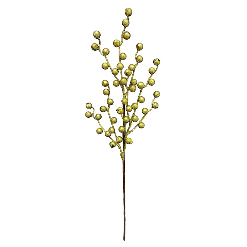 Gold Glittered Berry Stem, 21" | At Home