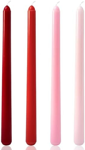 10 Inch Gradient-red Taper Candles, 4 Packs Unscented Candlesticks for Dinner, Wedding, Valentine... | Amazon (US)