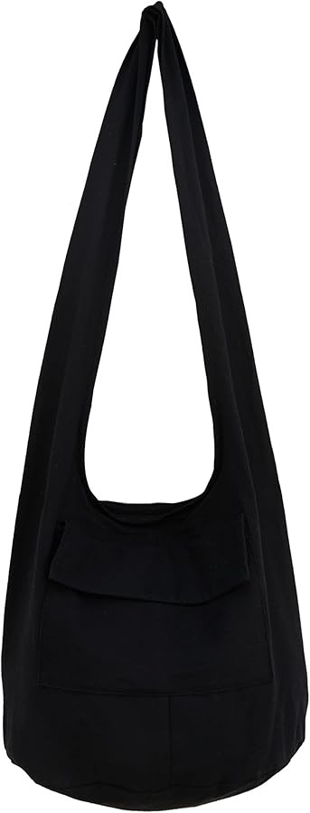 Rare Asian East Hippie Bag Hobo Cotton Sling Cross-body Handmade Bohemian Black Size Medium | Amazon (US)