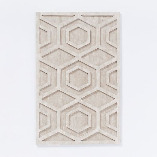 Graphic Wood Wall Art - Whitewashed (Hexagon) | West Elm (US)