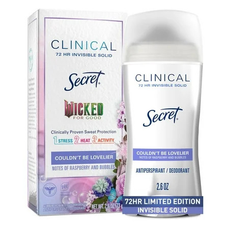 Secret Clinical Invisible Solid Antiperspirant & Deodorant for Women, Couldn't be Lovelier, Notes of Raspberry and Bubbles, 2.6oz | Walmart (US)