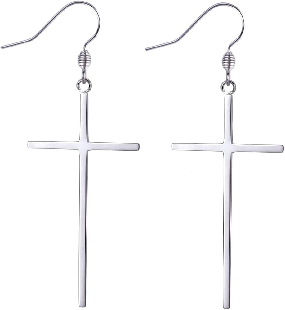 Jeka Hypoallergenic Stainless Steel Cross Earrings Long Dangle Minimalist Jewelry for Women Girls... | Amazon (US)