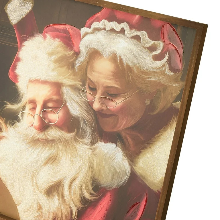 Santa and Mrs. Claus Framed Christmas Wall Art, 22" x 22", by Holiday Time | Walmart (US)
