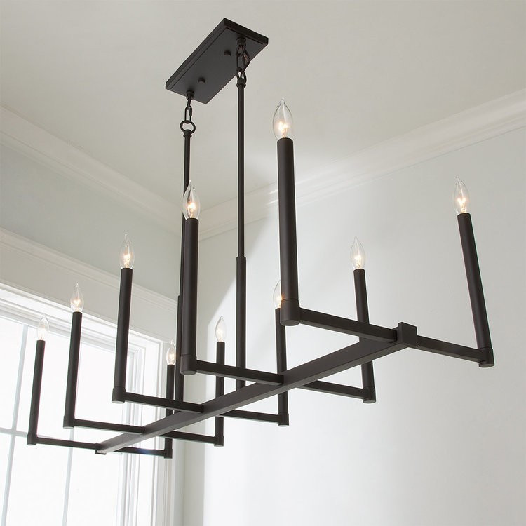 Euro-Modern Candelabra Linear Chandelier - 10 Light | Shades of Light