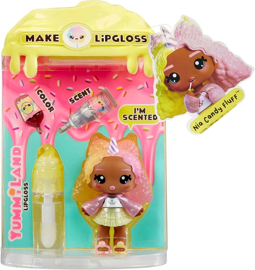 Yummiland Lip Gloss Doll – Nia Candy Fluff, with DIY Lip Gloss Kit, Ages 4+ | Amazon (US)