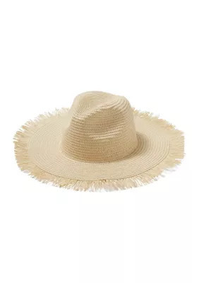 Crown & Ivy Women's Fray Edge Straw Panama Hat | Belk