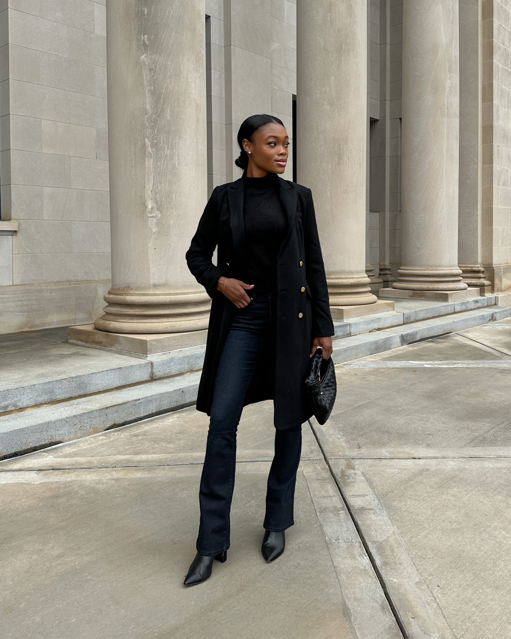 Loving this elevated, holiday inspired look from @walmartfashion! These jeans are a new staple in my closet and under $30! I styled them with this long, black coat (small) and black turtleneck sweater (small)! This look would be perfect to wear to a holiday party, or to the office this fall and winter! ✨ #walmartpartner #walmartfashion

#LTKSeasonal #LTKunder100 #LTKHoliday