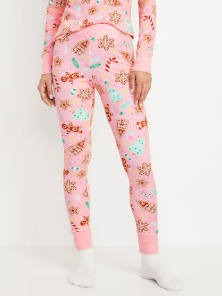 High-Waisted Printed Waffle Pajama Leggings | Old Navy (US)