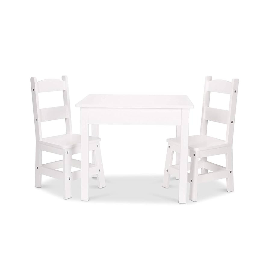 Melissa & Doug Wooden Table & Chairs - White | Amazon (US)