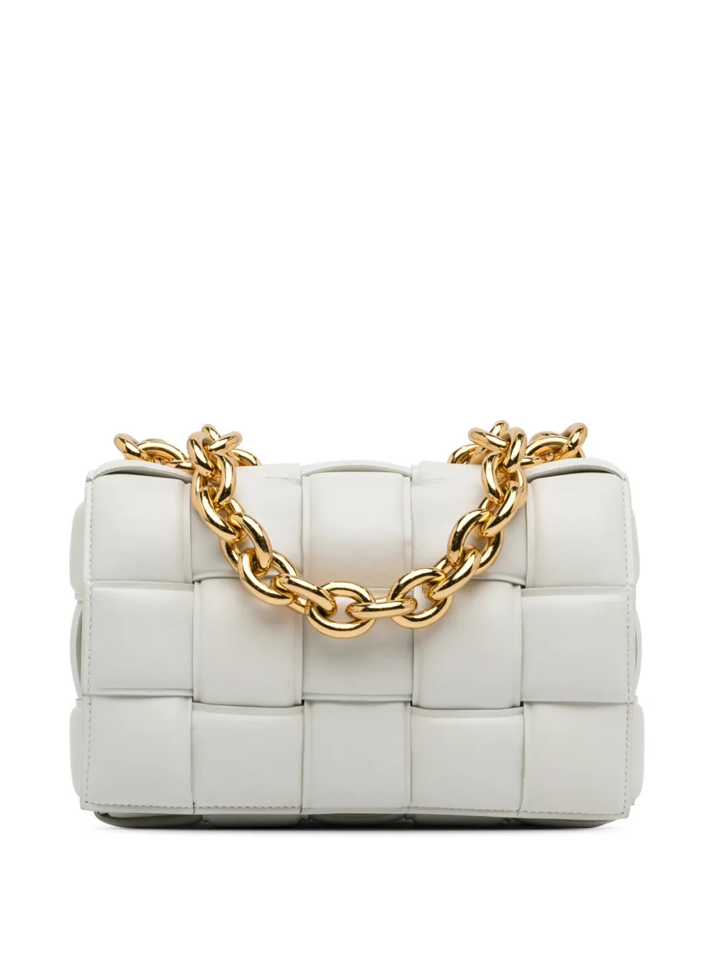 Bottega Veneta Pre-Owned 2019-2023 Intrecciato Padded Chain Cassette Satchel | White | FARFETCH | Farfetch Global