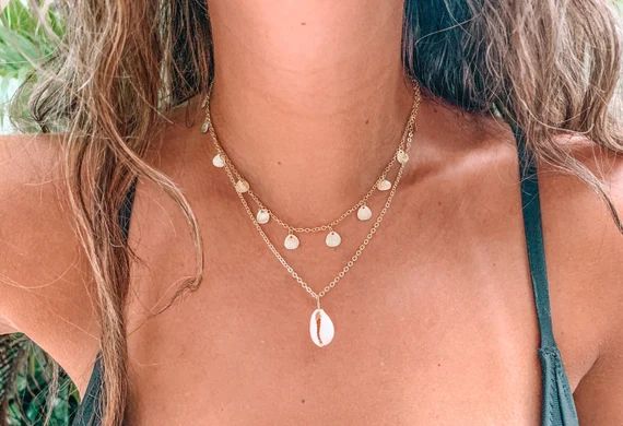 Real Cowrie Shell Layering Necklace Gold or Silver | Etsy | Etsy (US)