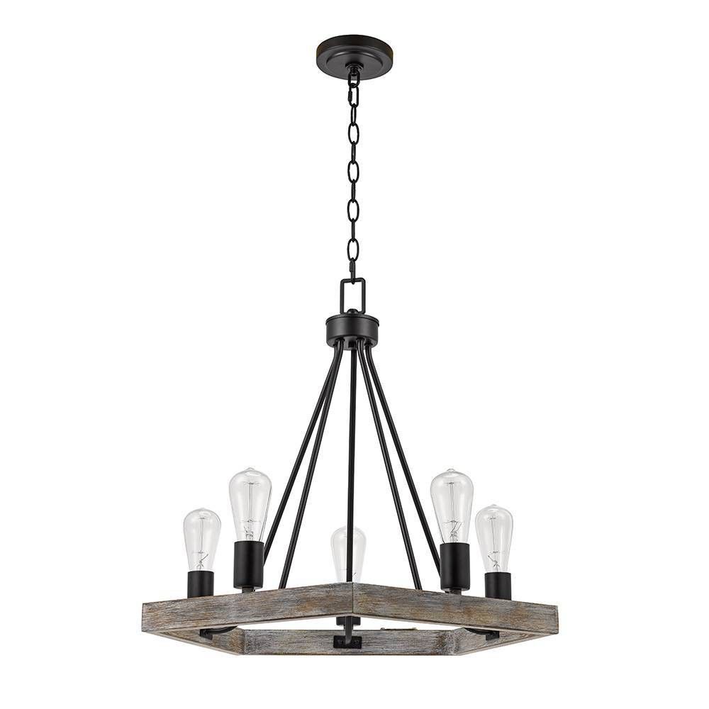 21" 5-Light Faux Wood Chandelier Black (Includes Light Bulbs) - Cresswell Lighting | Target