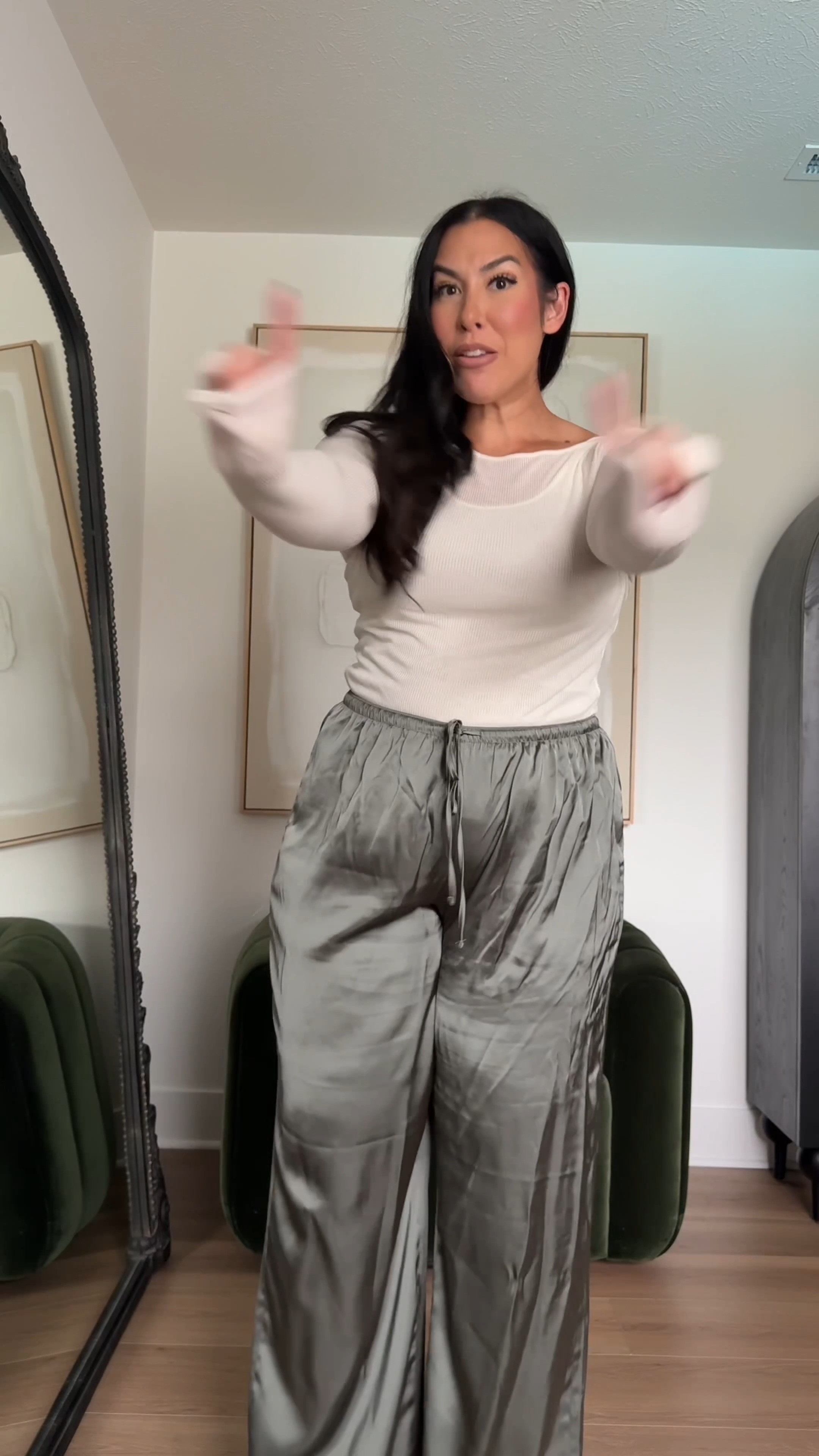 Two of my favorite things! Soft pants that feel like pajamas but look fancy, and a little sheer top moment!  

I wear a large in tops, (16) 33 in jeans, XL in coats 

Fall outfits, mid size ootd, fall jeans, mid size jeans, Abercrombie outfits

#LTKootd #LTKMidsize