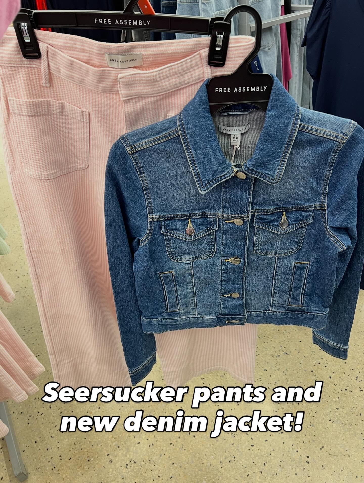 Pink seersucker pants at Walmart and this new denim jacket for the cutest spring outfit. 