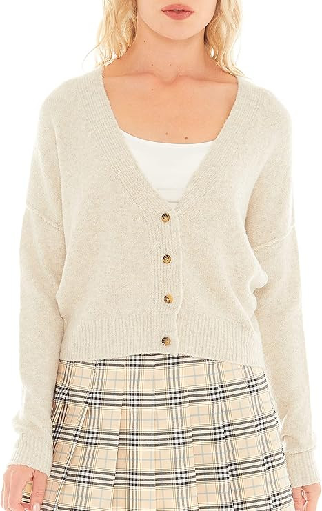 Love Tree Women's Soft Slouchy Fit V-Neck Long Sleeve Button Down Sweater Knit Cardigan | Amazon (US)