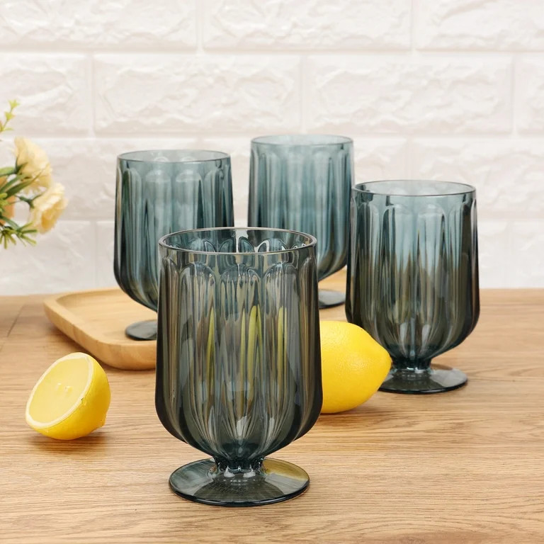 Better Homes & Gardens 4-Piece 15-Ounce Tritan Plastic Wine Goblet Set, Blue | Walmart (US)