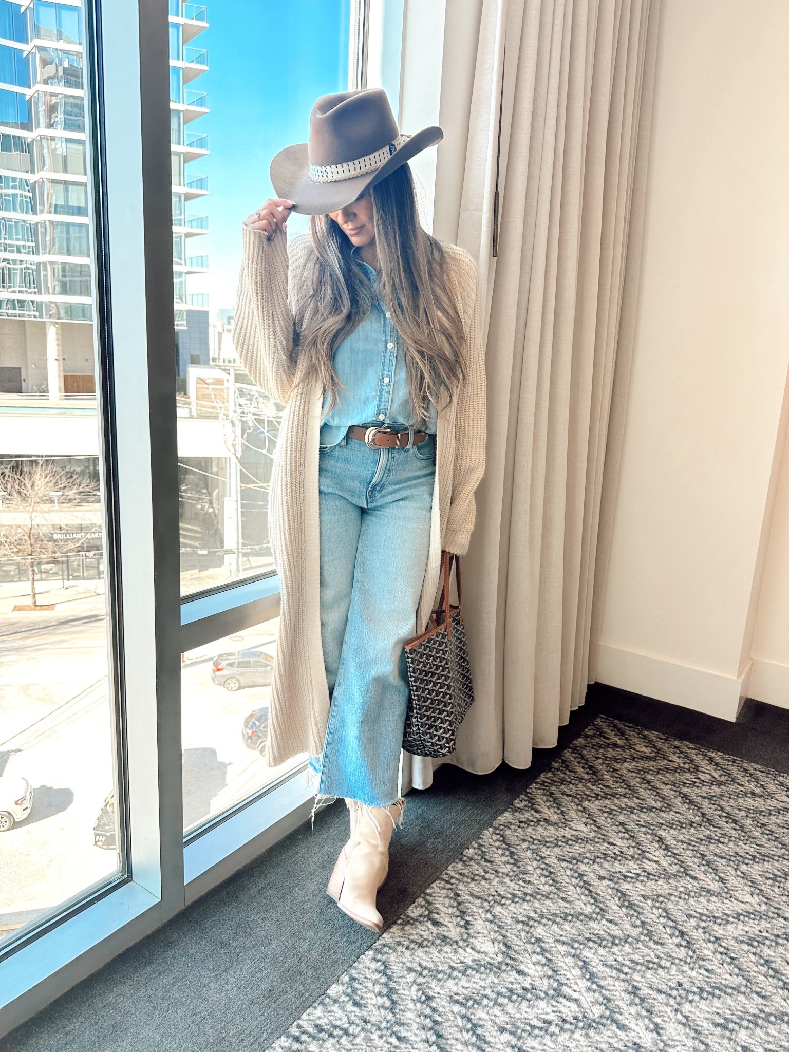 Nashville outfit Inspo: denim on denim with a cowboy hat and boots 🤗 classic look that never misses  

#LTKOver40 #LTKTravel #LTKootd