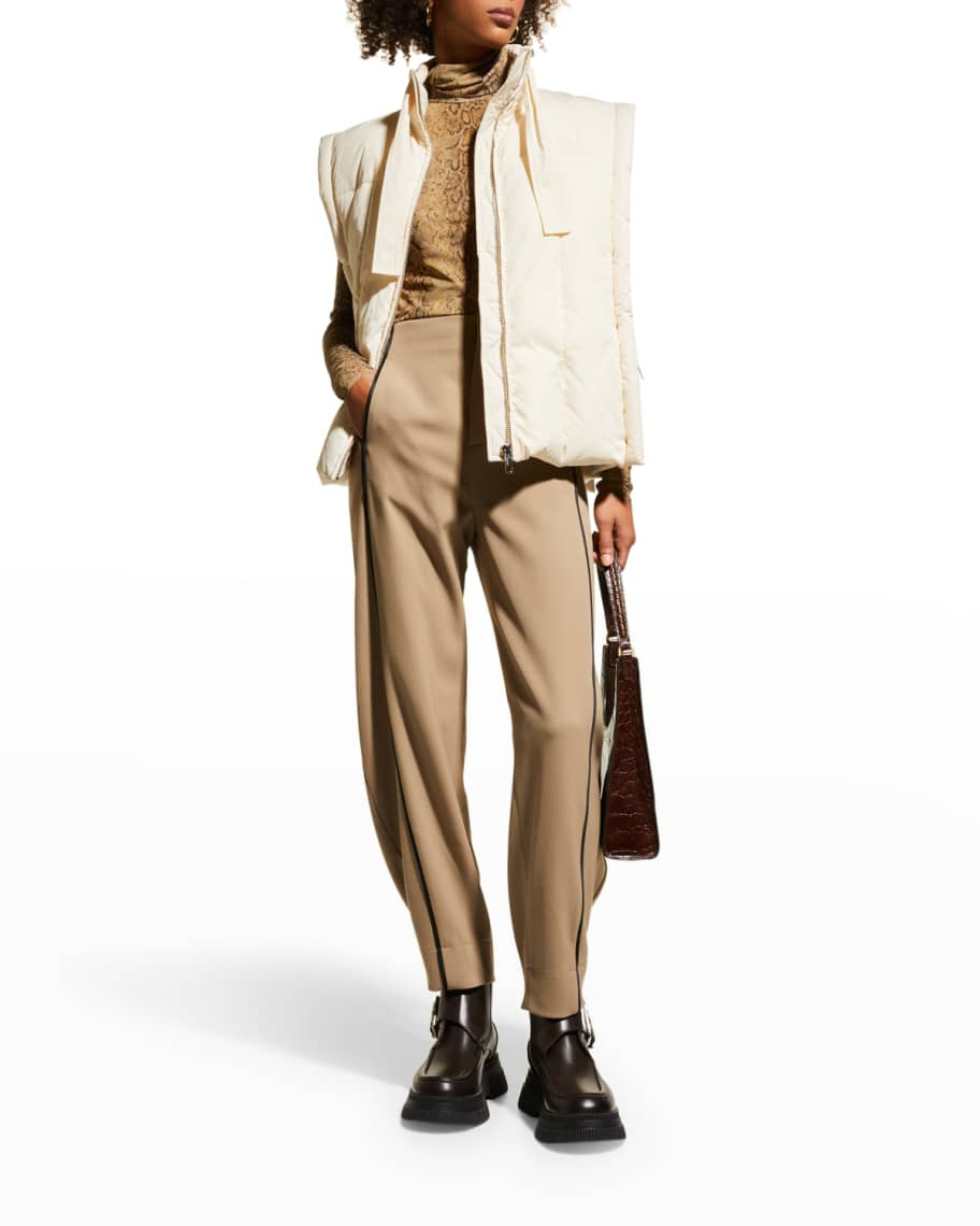 Ganni Oversized Puffer Vest with Ribbon Ties | Neiman Marcus