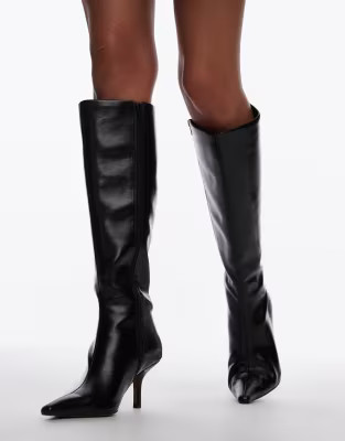 Topshop Tessa high heeled knee high boots in black | ASOS (Global)