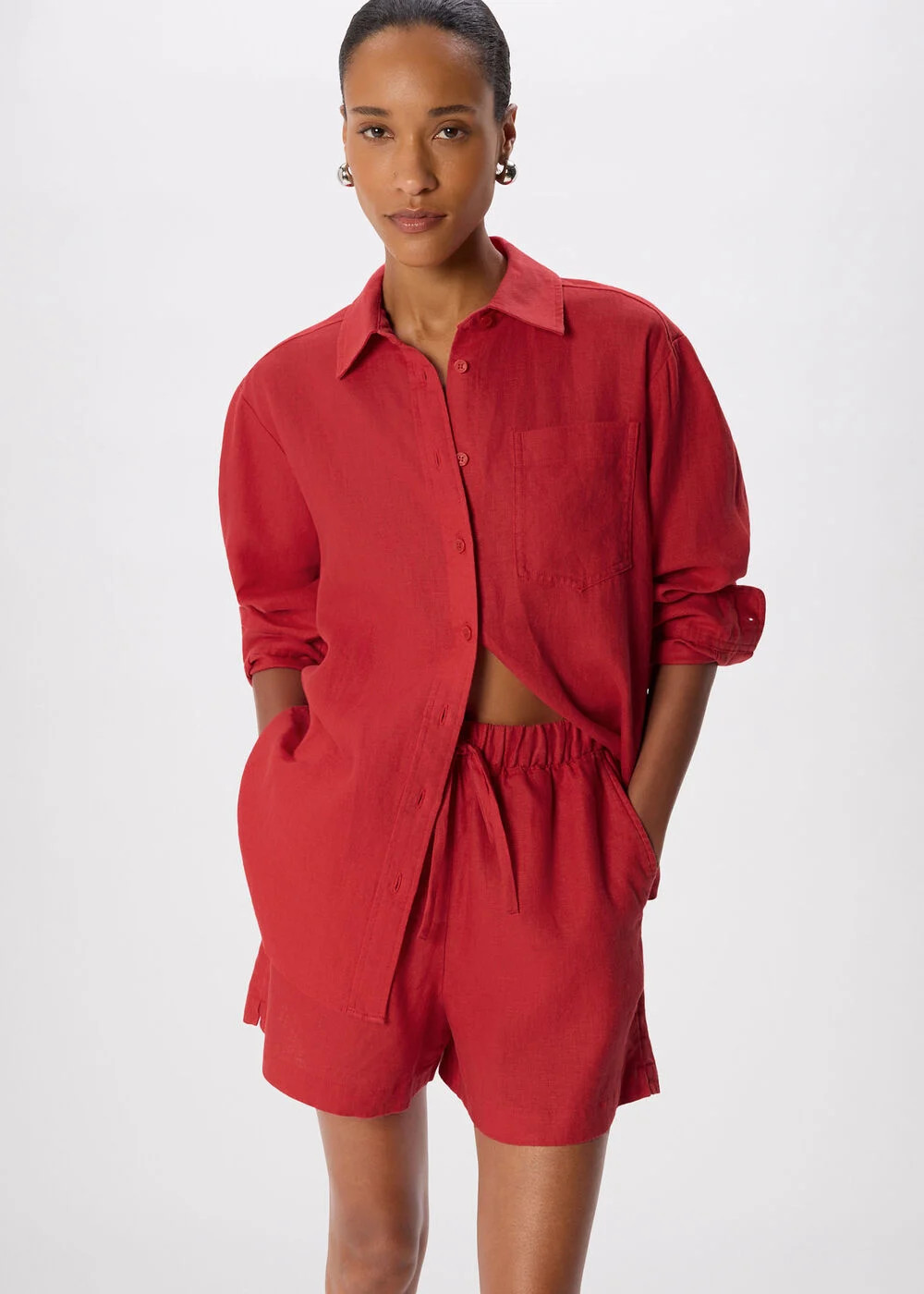 Red Ultimate Linen Shirt | WHISTLES | Whistles UK | | Whistles