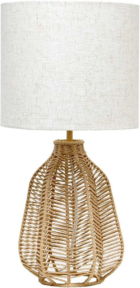 Elegant Designs LT2106-NAT 21" Tall Boho Coastal Inspired Rustic Paper Rope Rattan Wicker Look St... | Amazon (US)