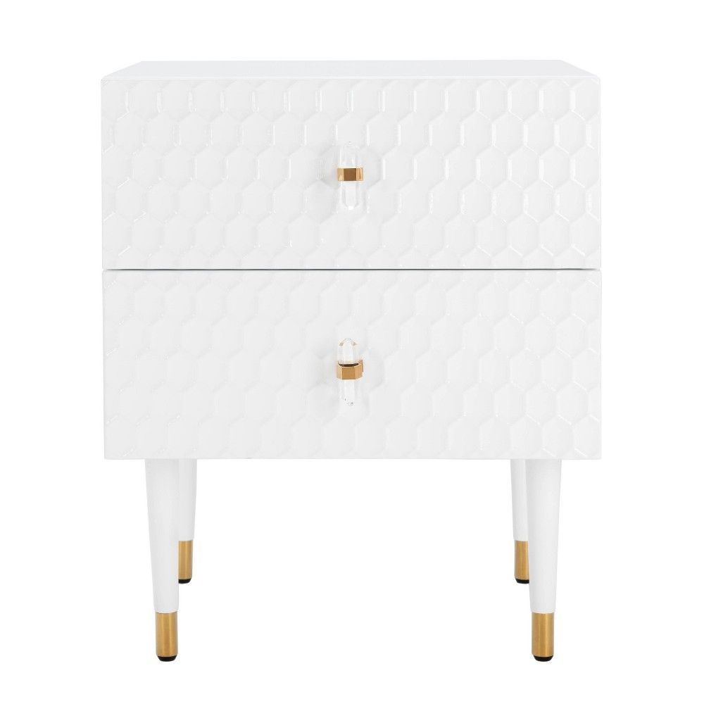 Neptune 2 Drawer Side Table White/Gold - Safavieh | Target