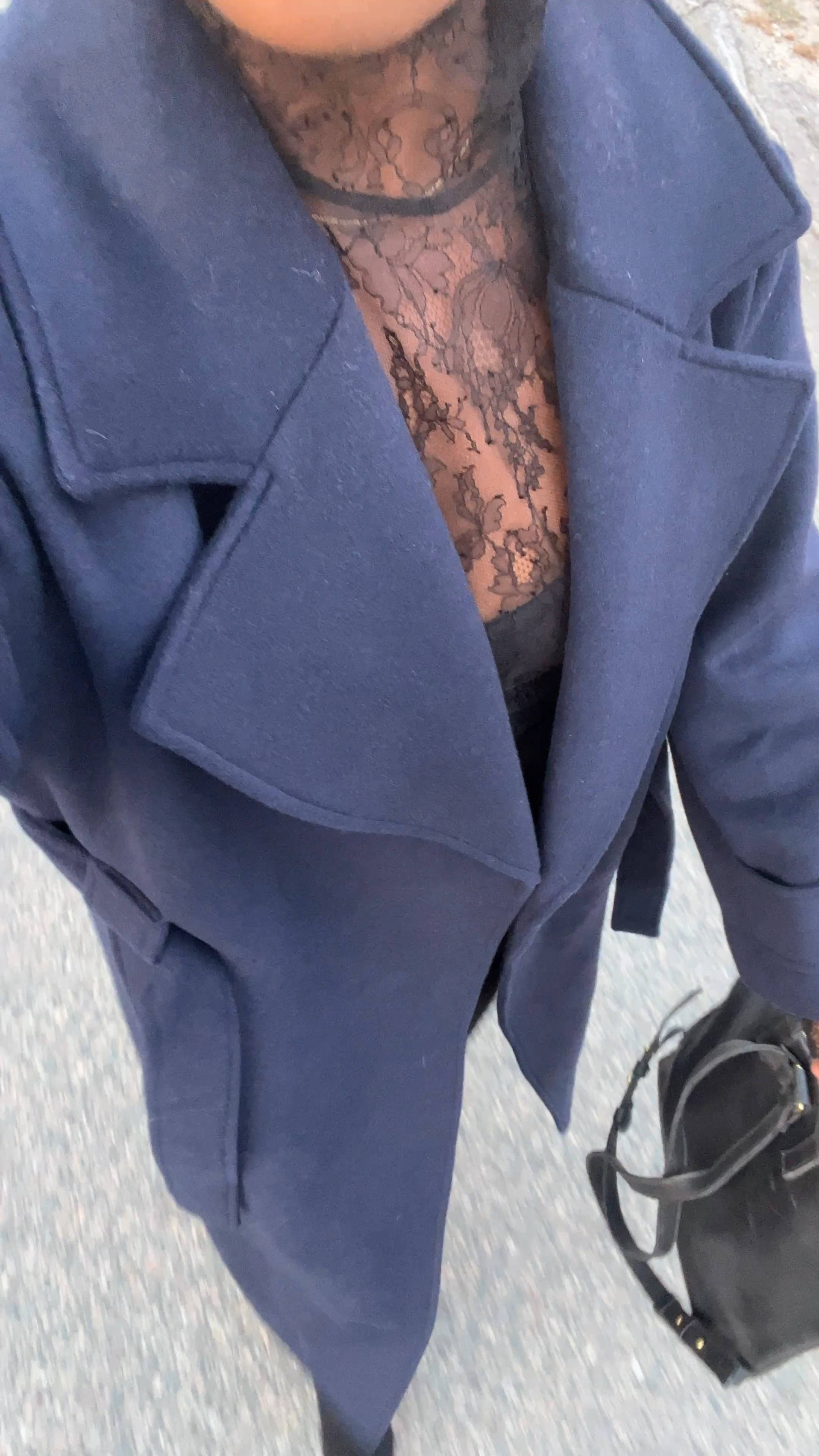 Dressed up casual party outfit idea featuring lace turtleneck top and navy wool coat styled with over the knee boots and a black denim mid skirt 

#LTKVideo #LTKstyletip #LTKSeasonal