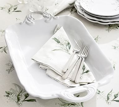 Monique Lhuillier Arles Rectangular Handled Stoneware Serving Tray | Pottery Barn (US)