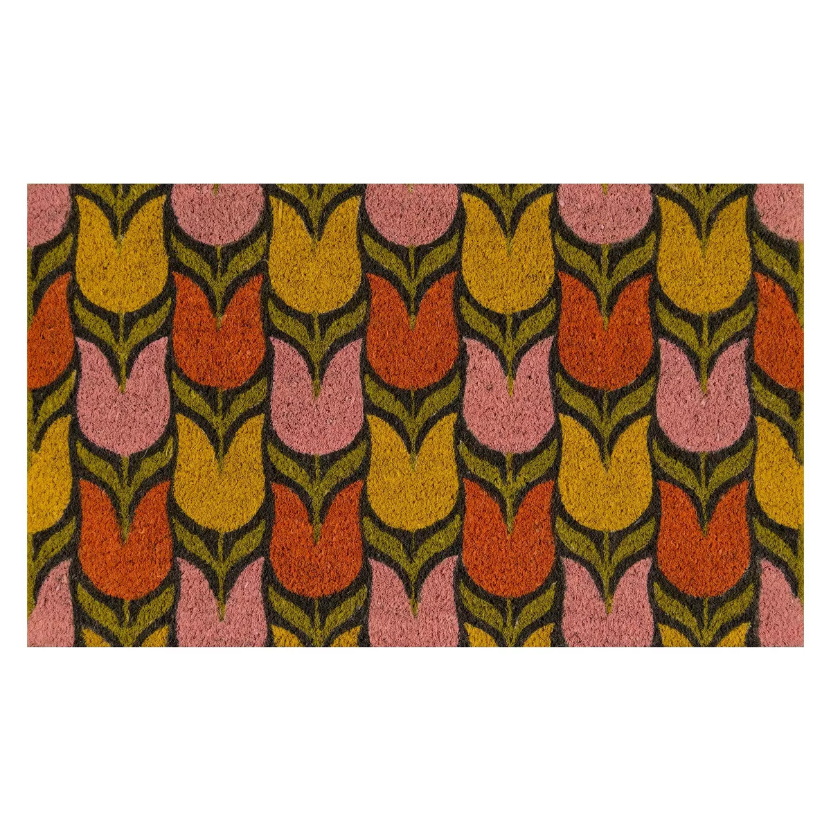 1'6"x2'6" Tulips Woven Door Mat - Novogratz By Momeni: Floral Coir Mat for Indoor & Outdoor Use, ... | Target