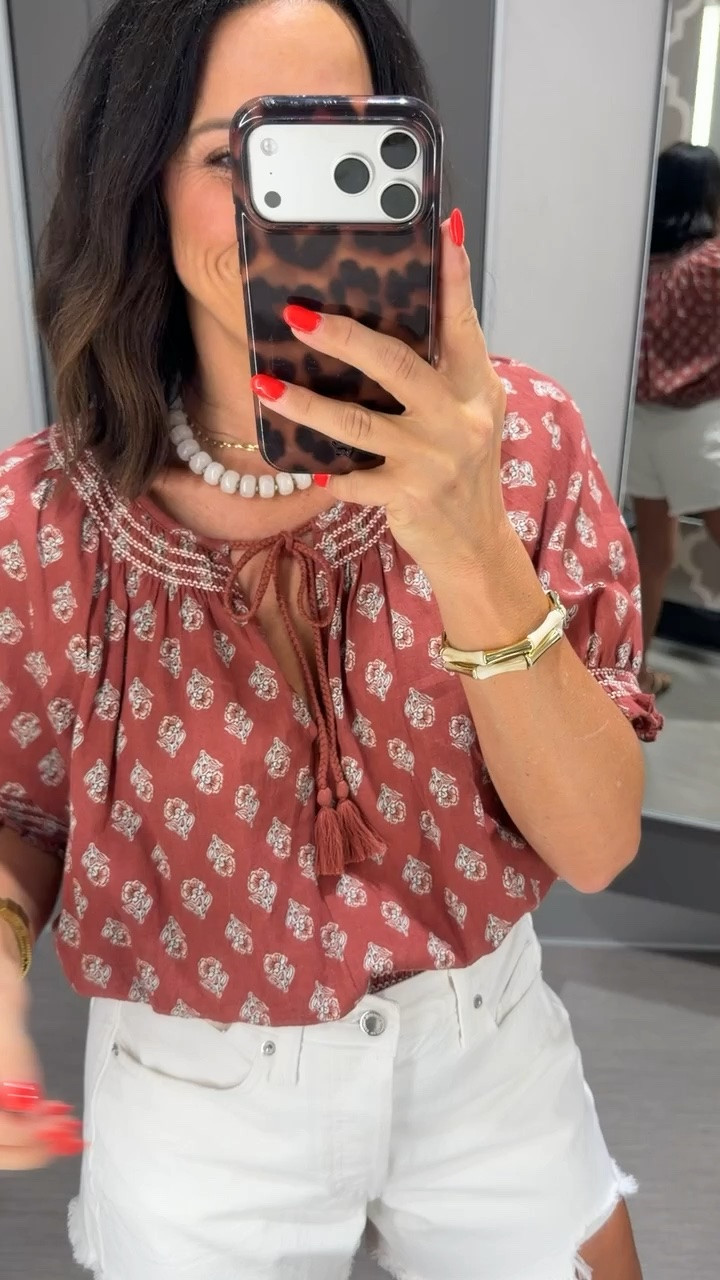 Love this printed blouse! 🤎 The color is so good for late summer into fall, and it looks so cute paired with white denim. One of those easy tops you’ll keep reaching for.

✨ Wearing size XS
✨ 5’3” for reference

#TargetStyle #TargetFashion #TargetFinds #TargetNewArrivals #AffordableFashion #EverydayStyle #CasualStyle #FallTransition #LTKStyle #LTKCreator #TargetOutfit #BudgetFashion
