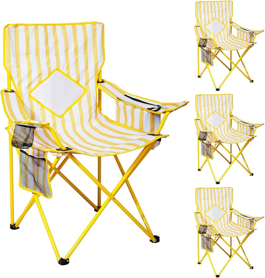 Nazhura 4 Pack Outdoor Camping Chairs Folding/Foldable/Portable with Cooler Pouch, Mesh Backrest ... | Amazon (US)