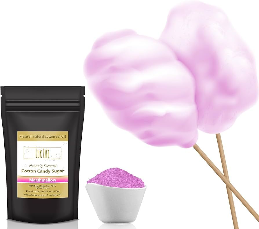 Lux Life All Natural USA Manufactured Cotton Candy Sugar Flavored Floss Sugar for Cotton Candy Ma... | Amazon (US)